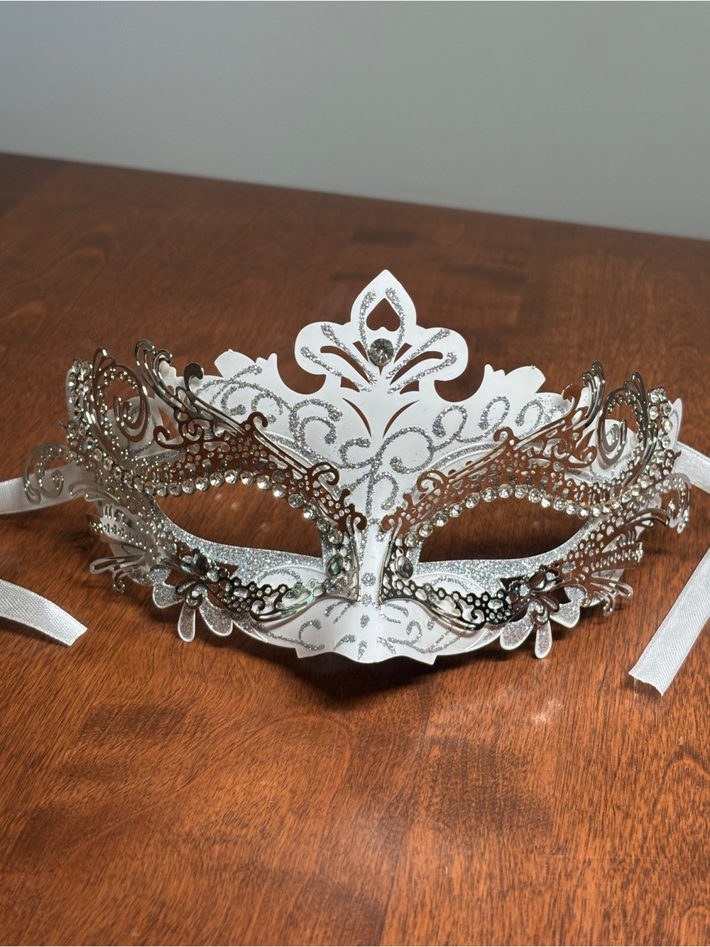 Silver Rhinestone Venetian Masquerade Mask by